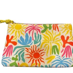 Colorful Summer Tropical Print Makeup Bag sz 5" x 8" Zippered Pouch by Ipsy
